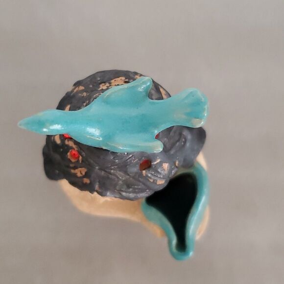 Metlox Poppets by Poppytrail Girl Bird on Head Vintage Stoneware Art Pottery - Picture 8 of 12